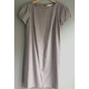 BANANA REPUBLIC Short Sleeve Wool Sheath Dress | Size 6 Neutral Beige Minimalist